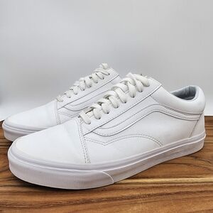 Vans Old School Tumble White Synthetic Leather Sneakers Size 10.5